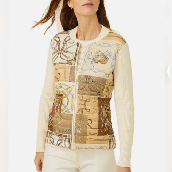 J. McLaughlin Andi Equestrian Quilted Sweater Jacket XS Luxury Preppy Western